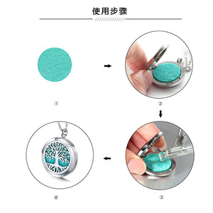6pcs Random and Felt Pads 316L Stainless Steel Tree of Life Aroma Essential Oil Diffuser <strong>Locket</strong> Pendant Necklace