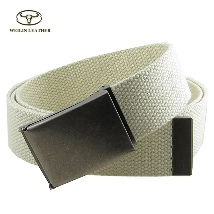 Cut To Fit Canvas Web Belt Size Up to 52" with Flip-Top Solid Black Buckle