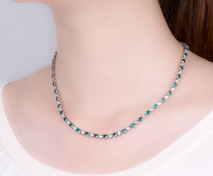 Infinity <strong>Emerald</strong> CZ Rhodium Plated <strong>Silver</strong> Tennis <strong>Necklace</strong> with Zircon for Weddings and Gifts - Product Image 6