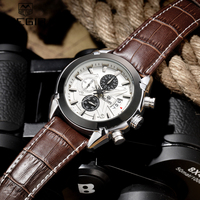 MEGIR 2015 hommes mouvement à Quartz montre Top vente de luxe bracelet en cuir mode Sport étanche marque hommes montre-bracelet Relojes