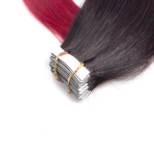 Alibaba express meilleur remy double drawn ombre de cheveux humains 100 grammes 40 pcs 12 "-24" 1b/rouge bande de couleur dans <span class=keywords><strong>l</strong></span> - Product Image 3