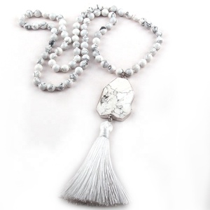 8 мм женское ожерелье из натурального камня с изображением карты, с неровным камнем, бежевое ожерелье с кисточками, ожерелье с узлом из амазонита - Product Image 4