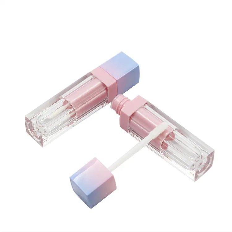 IBELONG unico del commercio all'ingrosso 3.5 ml blu al rosa gradiente quadrato vuoto tubo lipgloss contenitore con pennello imballaggio