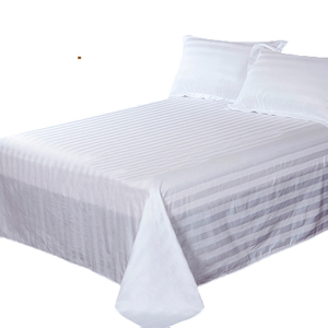 <span class=keywords><strong>Drap</strong></span> de lit blanc en coton et <span class=keywords><strong>polycoton</strong></span>, rayé en satin/jacquard/<span class=keywords><strong>drap</strong></span> <span class=keywords><strong>plat</strong></span> blanc uni/<span class=keywords><strong>drap</strong></span>-housse/hôtel - Product Image 2