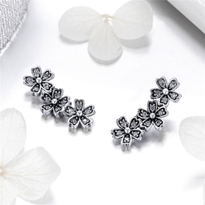 Contracted <strong>Daisy</strong> Stud <strong>Earrings</strong> 925 Sterling <strong>Silver</strong> Flower <strong>Earrings</strong> for Women - Product Image 3