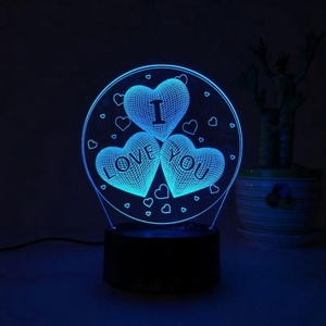 Lámpara LED USB <span class=keywords><strong>de</strong></span> alta calidad con imagen 3D <span class=keywords><strong>de</strong></span> corazón, romántico, colorido, para novia, San Valentín - Product Image 2