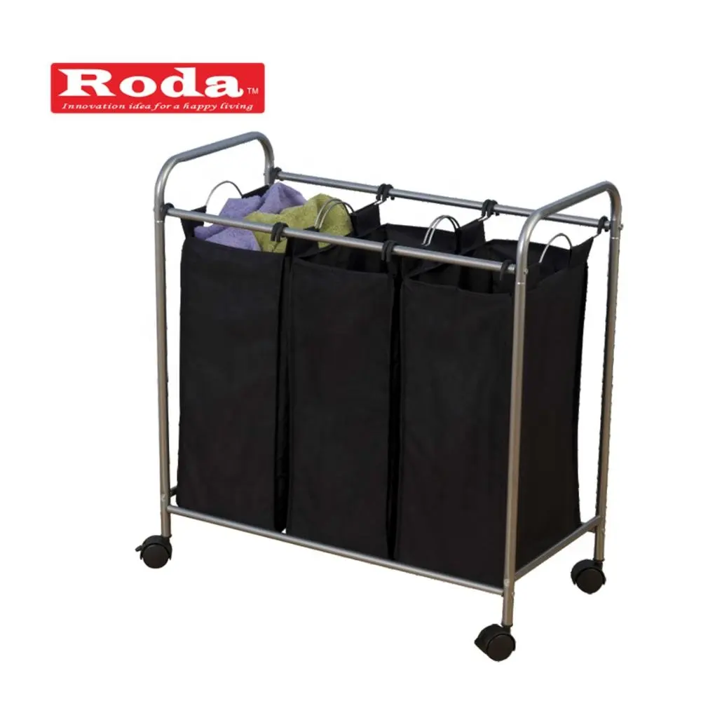 2021 New Design Waterproof Oxford laundry Sorter cart with wheel Laundry Hamper Clothes Basket