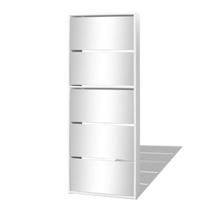 モダンホワイト5層収納廊下ミラー靴キャビネット - Product Image 5