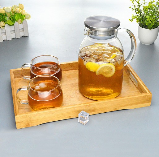 Glass Water Jug With Steel Lid Glass Carafe Beverage Glassware Glass Water Carafe