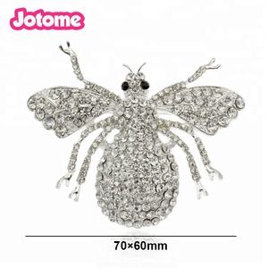 Broche de Plata con Incrustaciones de Cristal Transparente en Forma de Abeja para Bodas, Compromisos y Niños, Venta al por Mayor - Product Image 3