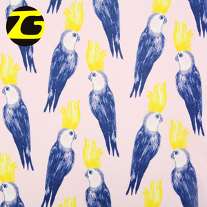 Tela de gasa con estampado personalizado, tejido ligero 75d con estampado de loro y animal para vestido - Product Image 2