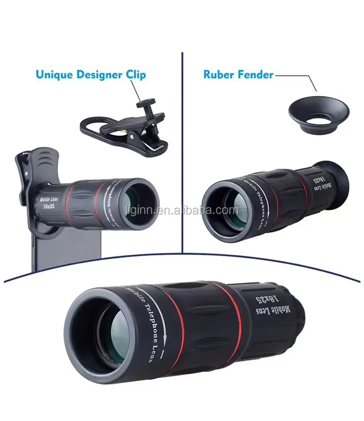 LIGINN cámara de teléfono móvil 12X 18X telescopio de teleobjetivo del zoom lente para iphone