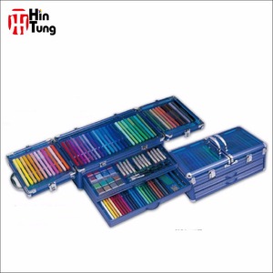Cheap Price Customized OEM 136pcs <strong>Aluminum</strong> <strong>Box</strong> With Drawer Coloring Kid <strong>Art</strong> Set