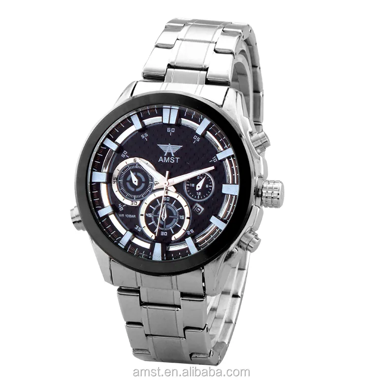 2019The Hot Brand AMST Pilot Specially Makes High Quality Stainless Steel Band Luminous Man Watch