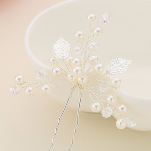 Handmade Crystal <strong>Bridal</strong> <strong>Hair</strong> <strong>Pins</strong> with Ivory Pearl Flower <strong>Hair</strong> Jewelry <strong>Bridal</strong> (2PCS/PACK) - Product Image 5