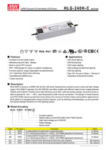 C700 C1050 C1400 C1750 C2100 HLG-240H-C Điện Áp Cao Đầu Ra 240W Meanwell LED Driver Cho Crees CXB3590 - Product Image 2