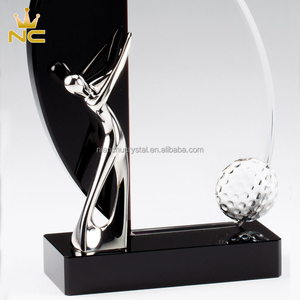 Placa de Cristal Negra Personalizable Hecha a Mano para Trofeo de Golf con <span class=keywords><strong>Caja</strong></span> de Regalo para Premios y Recuerdos de Clubes de Golf - Product Image 2