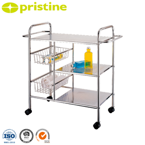 OEM 3-Tier Metal Foldable Home Organizer Best Taiwan Household Storage Furniture Kitchen <b>Trolley</b> with Standing Type Installation - Product Image 2
