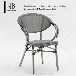 Outdoor Waterproof Stacking Furniture Garden <strong>Bamboo</strong> <strong>Table</strong> and Chair Aluminum Arm Wicker Rattan Restaurant Dining Outdoor Chair - Product Image 2