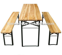 Haute Qualité Jardin Extérieur pliable Table De Bière En Bois Ensemble
