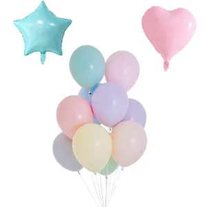 Mới Đến 12 Inch Macaron Latex Balloon Kẹo Màu Trái Tim & Sao Foil Balloon Cho Trang Trí Đám Cưới