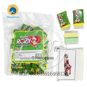 rozy rose fruit flavor bubble gum with tattoo sticker