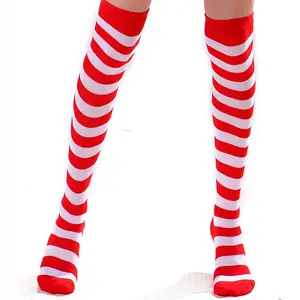 New Fashion Women's Girl Long Over Knee Stripes Socks, Thigh High Soft Cotton Fancy Knee High Socks