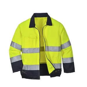 High visibility safety winter construction safety jackets in green color