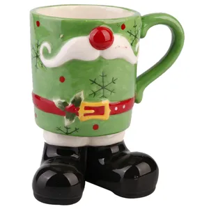 China manufacture Santa ceramic coffee 3d christmas mug with handgrip