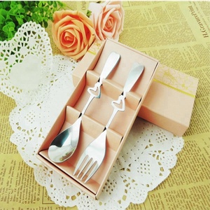 Conjunto de talheres de aço inoxidável, formato de coração, colher e garfo, presente de casamento, - Product Image 5