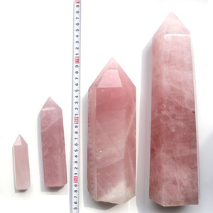 Bán Buôn Số Lượng Lớn Đá Quý Thô Tự Nhiên Đánh Bóng Rose Quartz Tháp Tinh Thể Điểm Wand