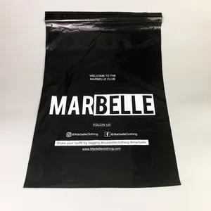 Bolsa de envío de poliéster biodegradable para envolver ropa, logo personalizado, color negro, ecológico