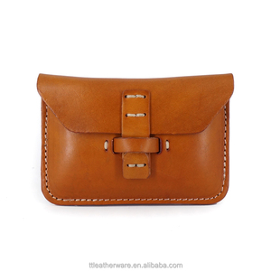 Italian Vegetable Tanned Leather Name Card Case Cowhide Coin Holder - Product Image 2