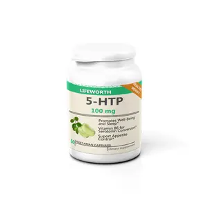 Lifeworth 5htp Suplemen Memori Otak 5-htp Kapsul Bebas Gluten, Non-gmo