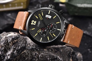 Fabbrica di Shenzhen Grande Momenti del Quarzo Del Mens Braccialetto di Cuoio Della Cinghia Della Vigilanza Della Mano - Product Image 5