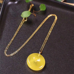 De alta calidad de la plata esterlina 925 de la piedra preciosa oro 18k chapado en oro natural collar de ámbar para las mujeres de la paz hebilla colgante