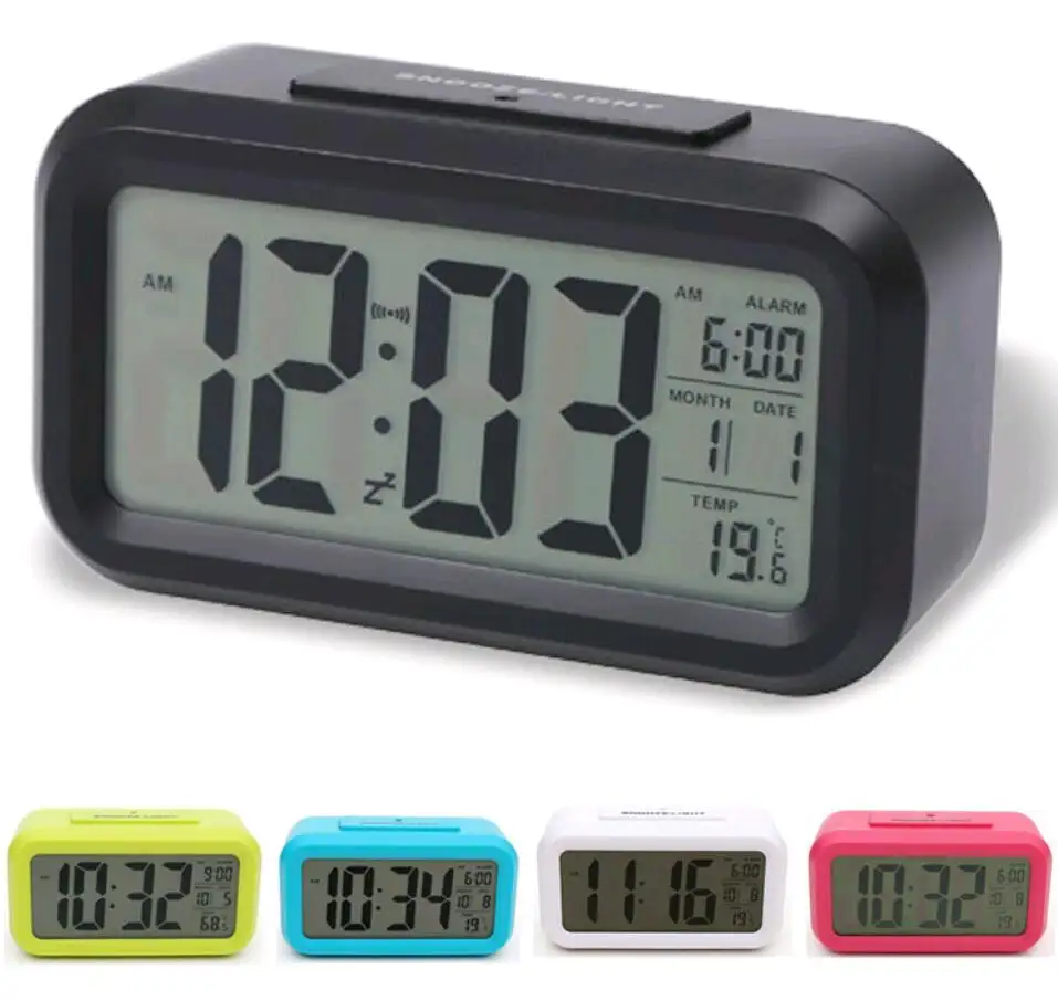LCD ميزان حرارة السيارة الرقمي على مدار الساعة سيارة الخلفية على مدار الساعة
