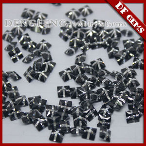 cross cut synthétique noir blanc cabochons de pierres précieuses - Product Image 1