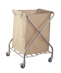 Vòng Thép Không Gỉ Heavy Duty Dễ Dàng Lắp Ráp Khách Sạn Bẩn Linen Xe Đẩy