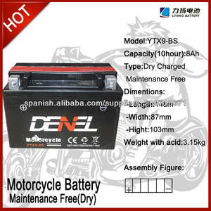 <span class=keywords><strong>ytx9</strong></span>-<span class=keywords><strong>bs</strong></span> <span class=keywords><strong>bateria</strong></span> recargable <span class=keywords><strong>12v</strong></span> <span class=keywords><strong>8ah</strong></span> para la motocicleta / mejor precio <span class=keywords><strong>12v</strong></span> batería de la motocicleta - Product Image 1