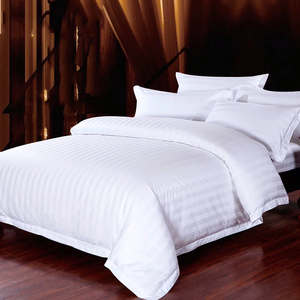 100% Cotton Queen Size <strong>4</strong> Pieces 300tc 3cm Stripe Jacquard Hotel <strong>Bed</strong> <strong>Sheet</strong> - Product Image 1