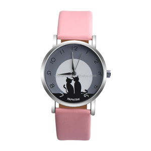 Montre à Quartz en Faux cuir pour femme, horloge analogique à imprimé chat mignon, de Sport, décontractée, reloj mujer, collection - Product Image 4