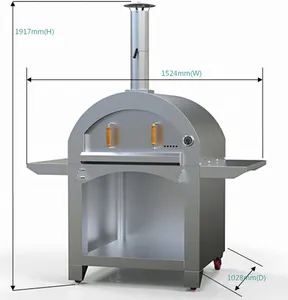 Vrijstaande Rvs Hout Gestookte Pizza Oven Met Stenen Vloer KU-006D