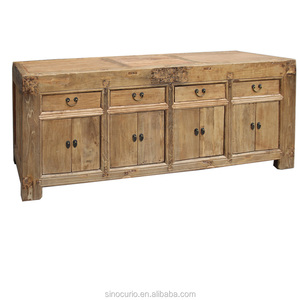Meubles en bois massif, style chinois ancien, prédécoupés, naturel, long buffet - Product Image 2