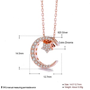 ML16 all'ingrosso placcato in oro rosa romantico mezzaluna <span class=keywords><strong>luna</strong></span> e stella puro 925 coppie <span class=keywords><strong>collana</strong></span> di gioielli per amante - Product Image 5