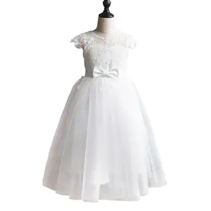 Đáng Yêu Ren Appliques Đính Cườm Hoa Cô Gái Dresses Kids Evening Gowns Cho Đám Cưới Đầu Tiên Rước Lễ Dresses