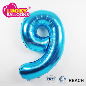 Nylon hecho número Azul de la hoja en forma de calidad EN71 34 pulgadas Jumbo du bang globos niños juguetes y pasatiempos - Product Image 2
