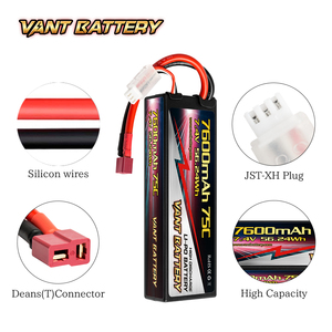 Lipo יצרן סיטונאי טוב איזון 7600 mAh 7.4 V 75C rc רכב <span class=keywords><strong>bettery</strong></span> חבילה עם T תקע - Product Image 2