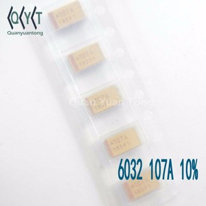 ที่มีคุณภาพชิ้นส่วนอิเล็กทรอนิกส์ตัวเก็บประจุแทนทาลัมSMD 6032 <span class=keywords><strong>107A</strong></span> 10%
