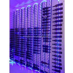 Tùy Chỉnh 9 Chai Hiện Đại Cao Cấp Kim Loại Treo Tường Giá Rượu - Product Image 1